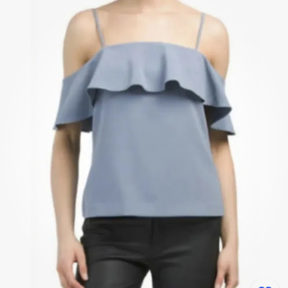 THEORY Ayleen T Brisk Blue Maxyne Crepe Top Sz 6